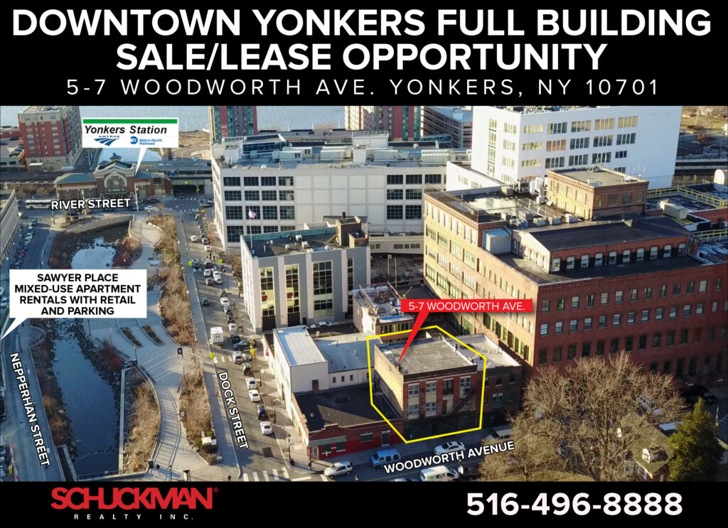 Downtown Yonkers Full Building For Sale or Lease - 516-496-8888 For more information.